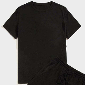 Negro al por mayor nuevos hombres pantalones cortos casuales conjuntos de manga corta Camiseta pantalones cortos conjunto de chándal sólido ropa de marca para hombres conjuntos de 2 piezas - Product Image 5