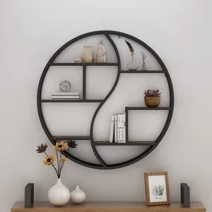 Stylish Round Wall <b>Metal</b> <b>Shelf</b> with Crossbar Support for Heavy Items in Commercial Environments Available at Wholesale Price - Product Image 1