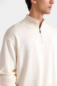 Custom Logo Winter Striped Washed Lined <b>Sweatshirts</b> with Embroidery Men Casual Long Sleeve Half <b>Zip</b> Pullover - Product Image 2