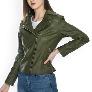 Chaqueta de cuero de mujer de diseño OEM personalizado de MOQ bajo para la venta Precio razonable Chaqueta de cuero de mujer de secado rápido - Product Image 3
