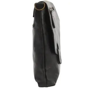 Bolso de hombro bohemio hecho a mano para mujer, bandolera cómoda, cabestrillo gris de cuero puro, botón de bloqueo, bordado geométrico - Product Image 6