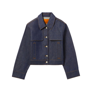 เสื้อแจ็คเก็ตยีนส์บุสองชั้นสำหรับผู้หญิงเสื้อโค้ทแขนยาวผ้าแคชเมียร์ระบายอากาศได้ดี100% ออร์แกนิกสำหรับฤดูใบไม้ร่วงฤดูหนาว - Product Image 1