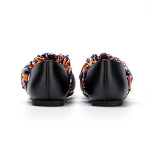 OEM ODM Ballerine en cuir NOIR avec sangle en textile imprimé pour femmes, chaussures pour femmes, chaussures pour dames, fabriquées au Bangladesh - Product Image 3