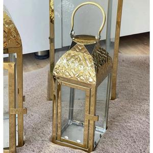 Shah Ramadan Decorative Gold Plated Metal Glass Modern Art Home Decoration Customized Color Candle <b>Lanterns</b> Hammered Designer - Product Image 2