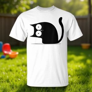 <b>Kids</b> <b>Cat</b> Big Eyes Kitty T-Shirt Toddler Boys Girls White Cotton Casual Wear - Product Image 3