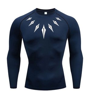 Camisa de compresión de manga larga para hombre Base de secado rápido Entrenamiento deportivo Rash Guard Impreso para protección de deportes acuáticos - Product Image 2
