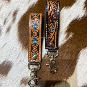 Llavero de cuero pintado a mano llavero de cuero occidental llavero personalizado al por mayor vaquera llavero - Product Image 3