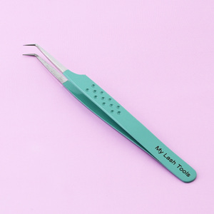 Nuevas pinzas de extensión de pestañas ligeras, pinzas de volumen de punta de bota delgada de 90 grados, juego de herramientas para hacer pinzas de pestañas, agarre de diamante - Product Image 6