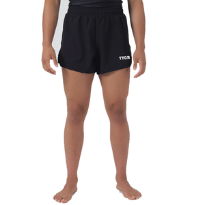 กางเกงขาสั้นรัดรูปสำหรับผู้หญิงไม่มีจีบผ้าคาดเอวยืดหยุ่นตัดได้วัสดุโพลีเอสเตอร์ที่สร้างขึ้นสำหรับนักมวยปล้ำ MMA Jitsu - Product Image 1