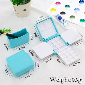 Palette de <span class=keywords><strong>peinture</strong></span> portable XinyiArt à 24 compartiments, bleue, petite, pour voyage, vide, boîte de rangement pour <span class=keywords><strong>aquarelle</strong></span>, seau en plastique pour le lavage et le scellage - Product Image 5
