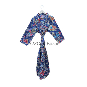 Kimono traditionnel japonais à fleurs ouvert sur le devant en coton Design élégant Unique taille élastique vêtements de nuit printemps été - Product Image 1