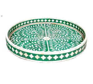 Bandeja de servicio de resina y hueso en blanco y negro para servir comida de desayuno, té, café y postres, bandeja de estilo árabe - Product Image 2