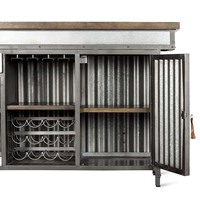 Comptoir de bar industriel en métal avec dessus en bois de manguier pour hôtel, salon, supermarché ou atelier