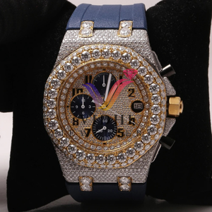 นาฬิกากลไกสแตนเลสหรูหรา VVS 2023ปรับแต่งสีขาวทองอะนาล็อกทำจากแก้วซิลิโคนเพชรมอยส์ซอไนต์ - Product Image 6