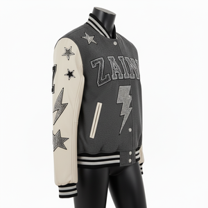 Veste universitaire pour femmes de qualité supérieure 350 GSM laine corps en cuir PU manches Logo personnalisé Patchwork broderie conception femmes veste universitaire - Product Image 5