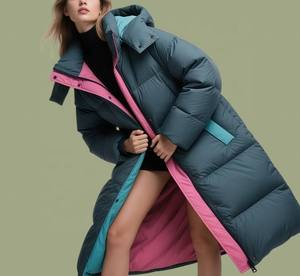 Veste de ski d'hiver pour femme Manteau bouffant zippé réversible de grande taille avec garniture matelassée Parka imperméable et coupe-vent respirante - Product Image 3