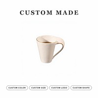 Mug en céramique blanche en porcelaine avec logo personnalisé, forme irrégulière, avec poignée, pour cadeau de bureau, souvenir