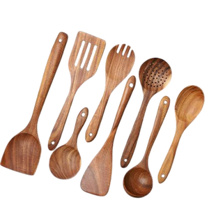 Recién llegado, juego de cubiertos, cuchara y tenedor de madera, juego de cubiertos de madera de acacia, juego de tenedor de cuchara de madera para el hogar - Product Image 4