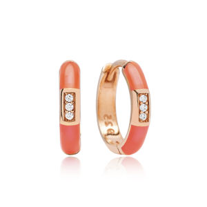 ต่างหูห่วงดีไซน์เคลือบสีส้มนีออนขายส่ง925ตุรกีเครื่องประดับเงินสเตอร์ลิงเครื่องประดับสุดหรูทันสมัย - Product Image 3
