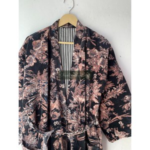Kimono largo hecho a mano Unisex, ropa de dormir de algodón, terciopelo, estampado Floral, Otoño, Primavera, temporada, batas, cinturón, lote de invierno al por mayor Premium - Product Image 4