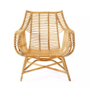 Chaise de loisirs tissée en rotin contemporain Chaise de détente en rotin côtier tressé à la main - Product Image 4