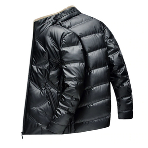 Men's Winter Breathable <b>Canvas</b> Stand Collar Eco-Friendly Custom Design Puffer <b>Jacket</b> Outerwear - Product Image 2