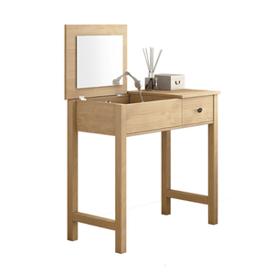 Commode de style scandinave Taranto avec miroir éclairé, tabouret, panneau en bois de pin et métal, coiffeuse pour chambres modernes - Product Image 2