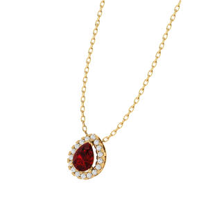 Collar con Colgante de Plata de Ley Chapado en Oro de 11.0 mm con Rubí en Corte Pera y Circonita Cúbica, Ancho de 8.0 mm, Accesorio de Moda - Product Image 5