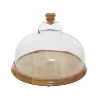 Présentoir à desserts design de luxe ustensiles de cuisine en bois plateau à gâteaux en bois dôme en verre pour la maison et la boulangerie prix de gros articles de fête
