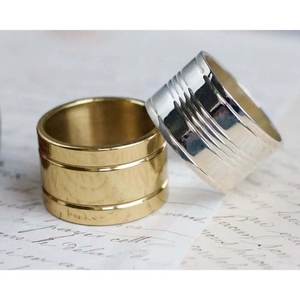 Bonne qualité brillant argent et or métal rond de serviette forme ronde pour mariage dîner Table décor porte-serviettes - Product Image 1