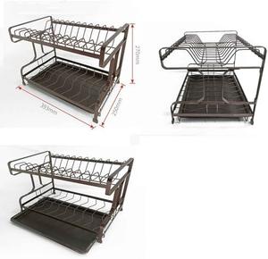 Estante de esquina, estante de almacenamiento giratorio, escurridor de platos sobre el fregadero, bandeja de drenaje extraíble, ahorro de espacio de 2 niveles para el hogar, Hotel, restaurante - Product Image 3