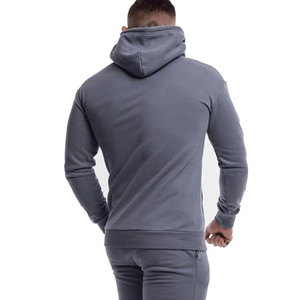 Sudaderas con capucha ajustadas para hombre con logotipo personalizado, bolsillo canguro con cremallera, transpirables básicos, mezcla de algodón - Product Image 2