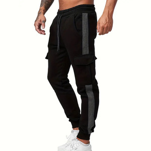 Pantalon de jogging en toile décontracté et confortable pour hommes cordon de serrage plat devant taille moyenne poches rabattables pantalon de survêtement respirant imperméable - Product Image 1