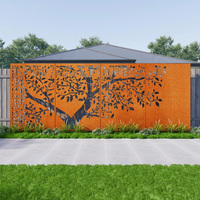 HIMOWAY Outdoor Lasergeschnittener Metall-Sichtschutzzaun Dekorative Gartenabtrennung mit Hohlem Blattmuster Lasergeschnittenes Geländer