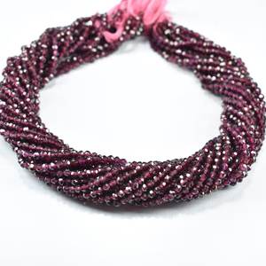 Cuentas redondas microfacetadas granate de alta calidad, hebras de 3-3,5mm en forma de bola, cuentas de piedras preciosas sueltas para la fabricación de joyas, precio al por mayor - Product Image 1