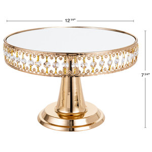 แท่นวางเค้กอลูมิเนียมทรงกลมทำด้วยมือชุบทองดีไซน์ใหม่สำหรับงานแต่งงานและงานวันเกิด - Product Image 2