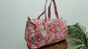 กระเป๋าดัฟเฟิลบล็อกด้วยมือทำจากผ้าฝ้ายแบบอินเดียกระเป๋าเดินทางสไตล์โบฮีเมียนไม่เหมือนใคร & กระเป๋าเดินทางสำหรับสัปดาห์ - Product Image 4