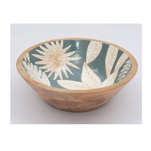 Tazón para servir de esmalte amarillo con forma redonda de madera de mango tazón de sopa de madera de tamaño personalizado con la mejor calidad para el restaurante del hotel en casa - Product Image 5