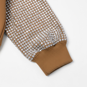 Vente en gros Design personnalisé brodé strass hommes fermeture éclair 100% coton diamant automne sweat à capuche pour hommes et jeunes - Product Image 6