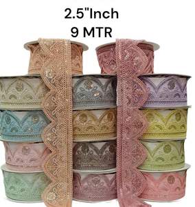 Fait sur mesure en trois couleurs de 2 pouces de largeur en lacets brodés de 5 mm de taille de séquence pour les robes de mariée et pour la revente. - Product Image 5