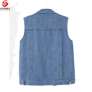 Nuevo Chaleco Vaquero Informal de Manga Corta Transpirable para Mujer al por Mayor, MOQ Bajo, 100% Algodón, Chaleco Vaquero Personalizado de Estilo Urbano - Product Image 2