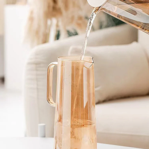 Pichet à eau chaude et froide carafe à boisson pour jus et thé glacé pichet à eau de refroidissement en verre avec couvercle en acier inoxydable vente en gros - Product Image 1