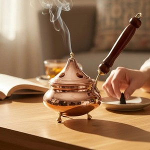 Quemador de Incienso de Cobre de Alta Calidad con Diseño de Caldero de Bruja, Soporte Tradicional de Resina para Carbón y Cera, Ideal para Hogar, Oficina y Espiritualidad en Otoño - Product Image 5