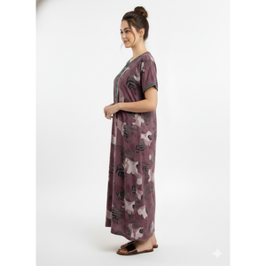 Woven Soft Breathable Maxi Nighty for Women with Side Pocket Casual Daily Wear - Product Image 4