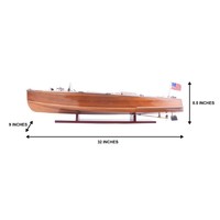 Maqueta de Barco de Madera Sólida de 80cm, Triple Cabina, Pintada a Mano, Réplica de Chris Craft, Decoración para el Hogar, Regalo de Angel Handicrafts