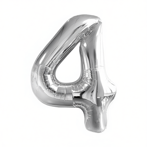 <b>Silver</b> Number 4 <b>Balloon</b> 100cm Party Decoration Foil <b>Balloon</b> For Celebrations - Product Image 2