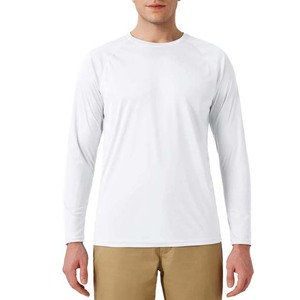 Camiseta de Pesca de Manga Larga Blanca para Hombre, Protección Solar UPF 50, Anti-UV, de Poliéster de Color Sólido, para Actividades al Aire Libre - Product Image 3