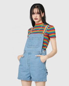 Jeans baggy en denim pour femmes, salopette de chasuble sur toute la longueur, jeans à jambe large et ample, ample et décontracté, avec service OEM - Product Image 3