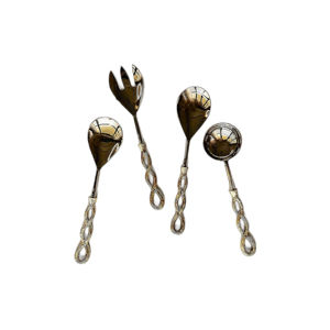 Colección brillante, grado superior, venta al por mayor, fabricante indio, espejo plateado pulido con mango de diseño de fregona, juego de utensilios para servir - Product Image 2