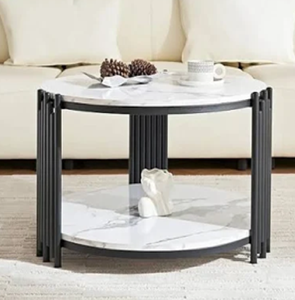Mesa de centro cuadrada minimalista, con una parte superior blanca nítida sostenida por un marco de metal rectangular negro simple, al por mayor - Product Image 3